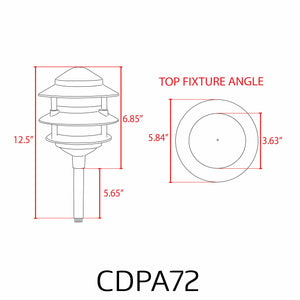 CDPA72 Black 12V AC/DC Aluminum Low Voltage Landscape Lighting 3 Tier Pagoda Path Light