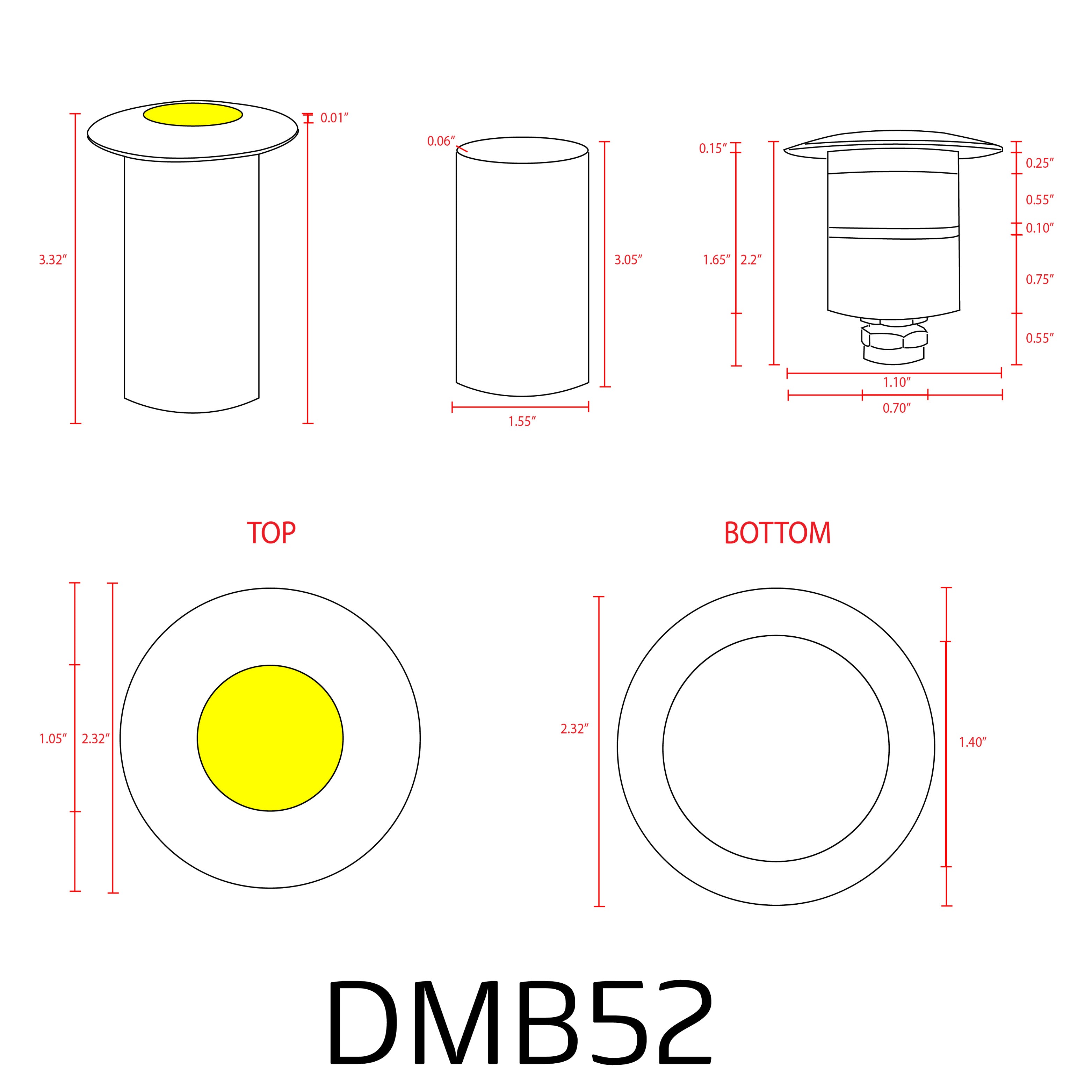 DMB52 1.5W Low Voltage LED Landscape In-ground Brass Waterproof Well Lights Fixture