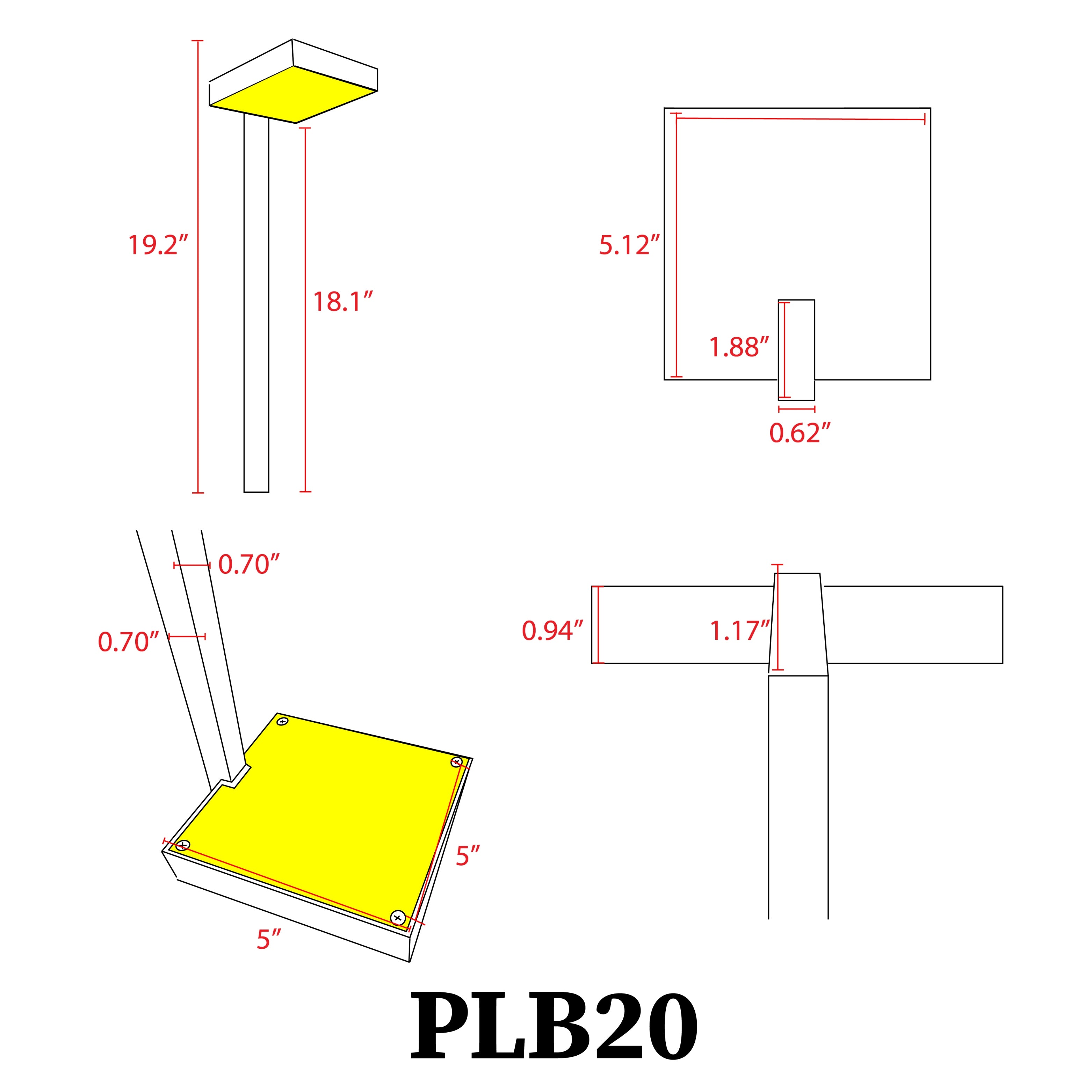 PLB20 LED Brass Modern Path Light