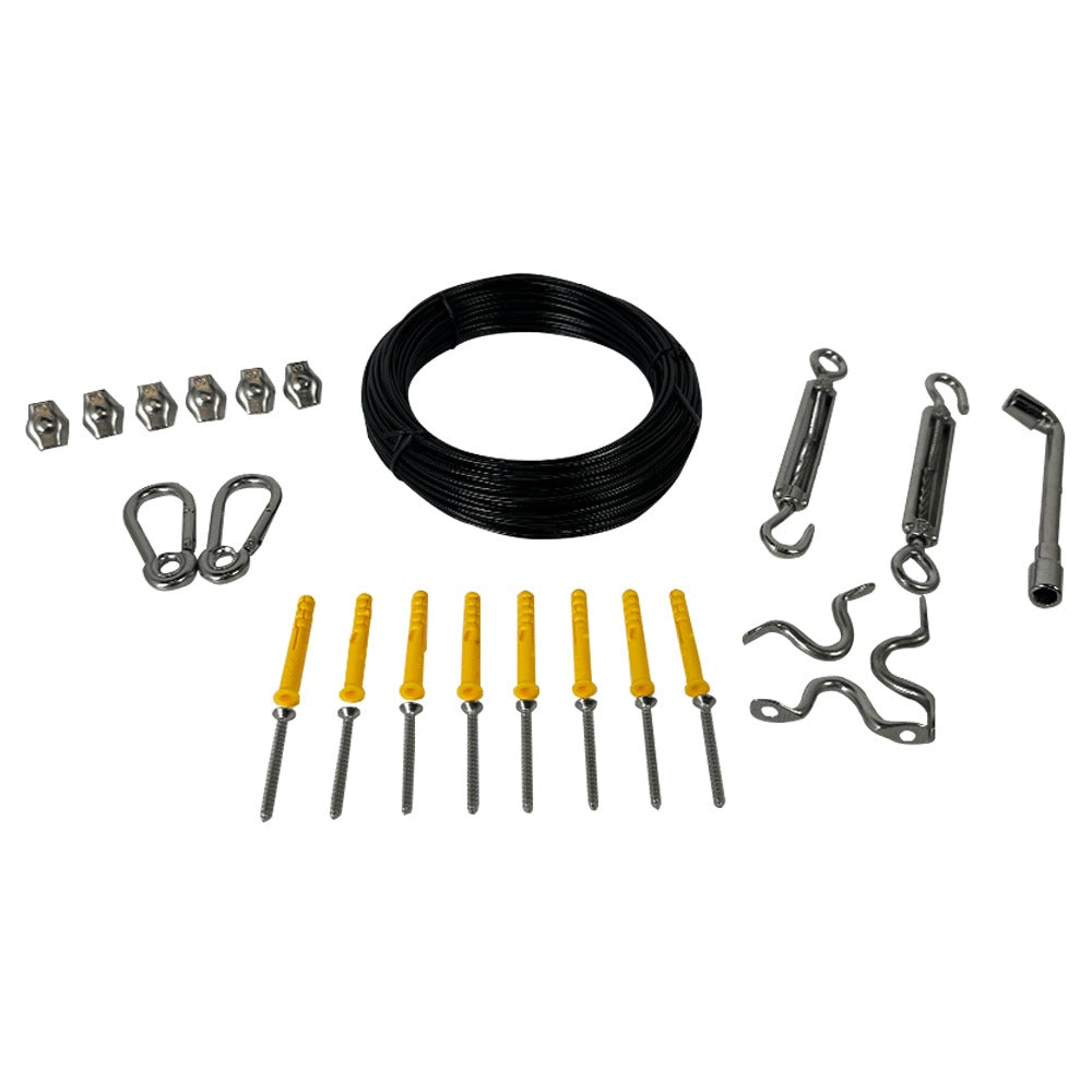 String Light Hanging Cable Kit, Nylon Coated 304 Stainless Steel Guide