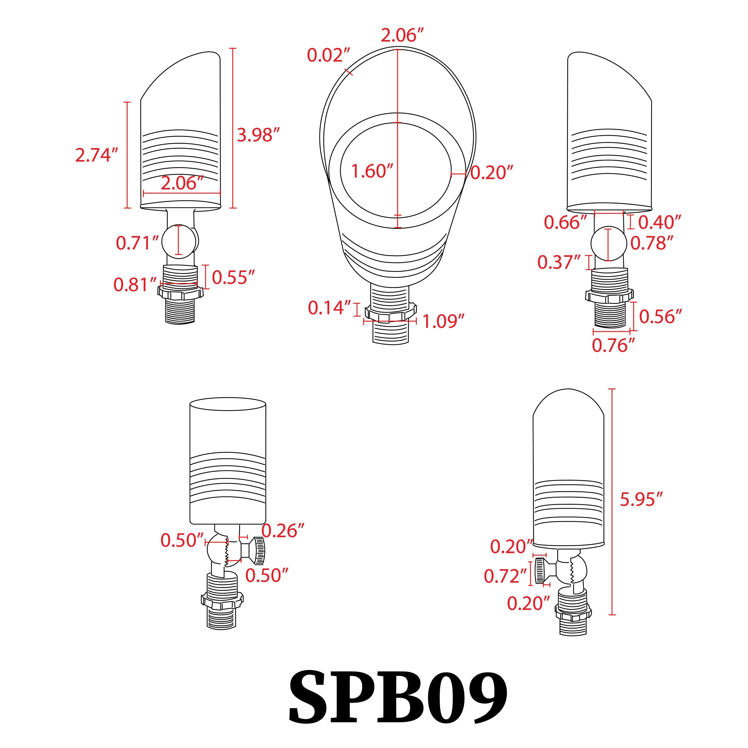 SPB09 12V Low Voltage LED Outdoor Landscape Brass Spotlight