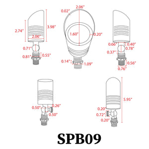SPB09 12V Low Voltage LED Outdoor Landscape Brass Spotlight