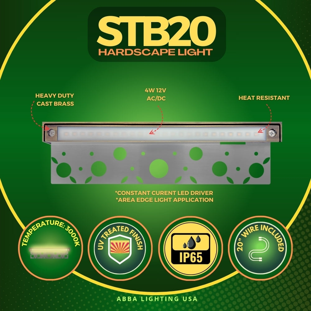 STB20 Brass LED Integrated Hardscape/Edge Light Outdoor 12V Edge Light