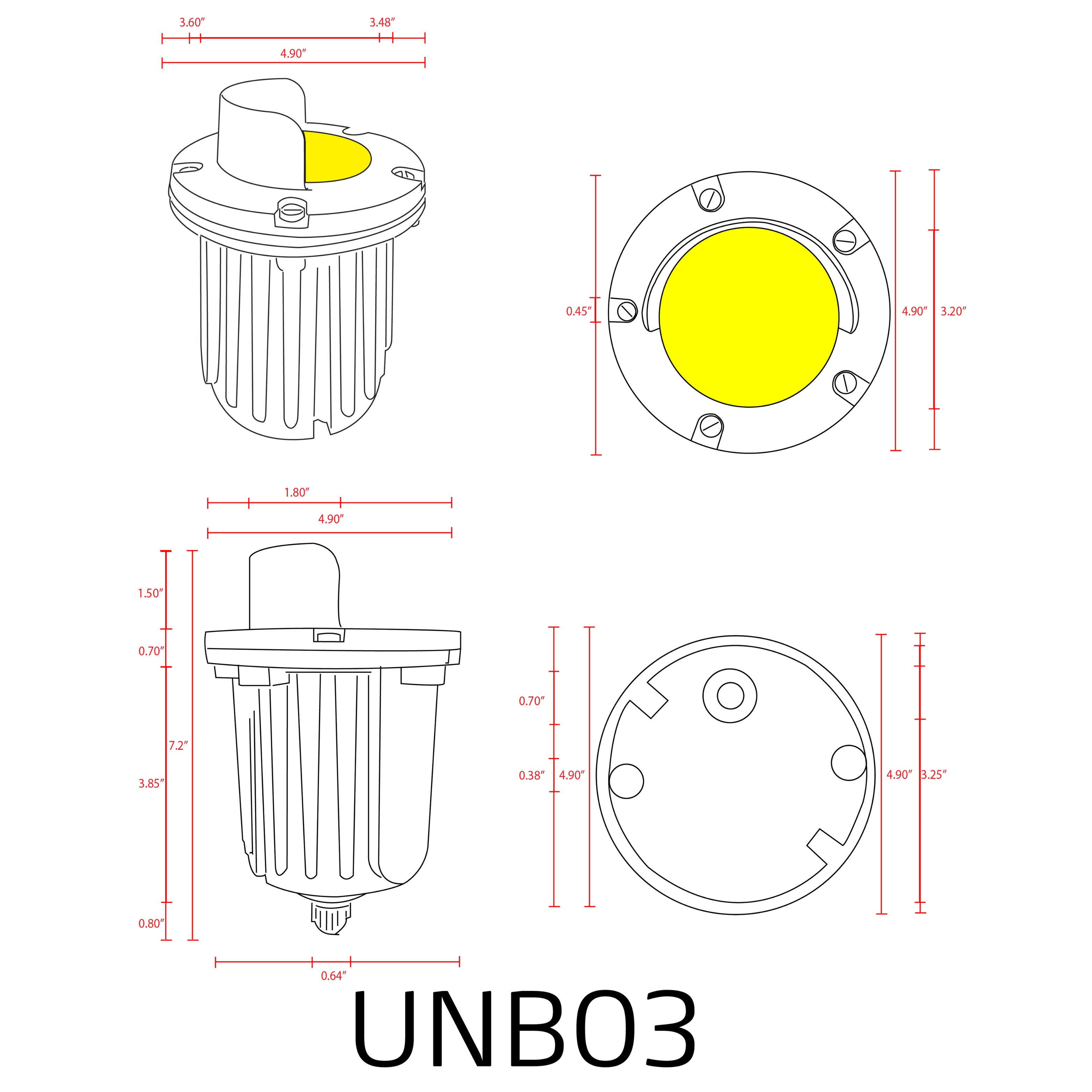 Shielded Led UNB03 Cast Brass Low Voltage Shielded LED In-ground Light IP65 Waterpr