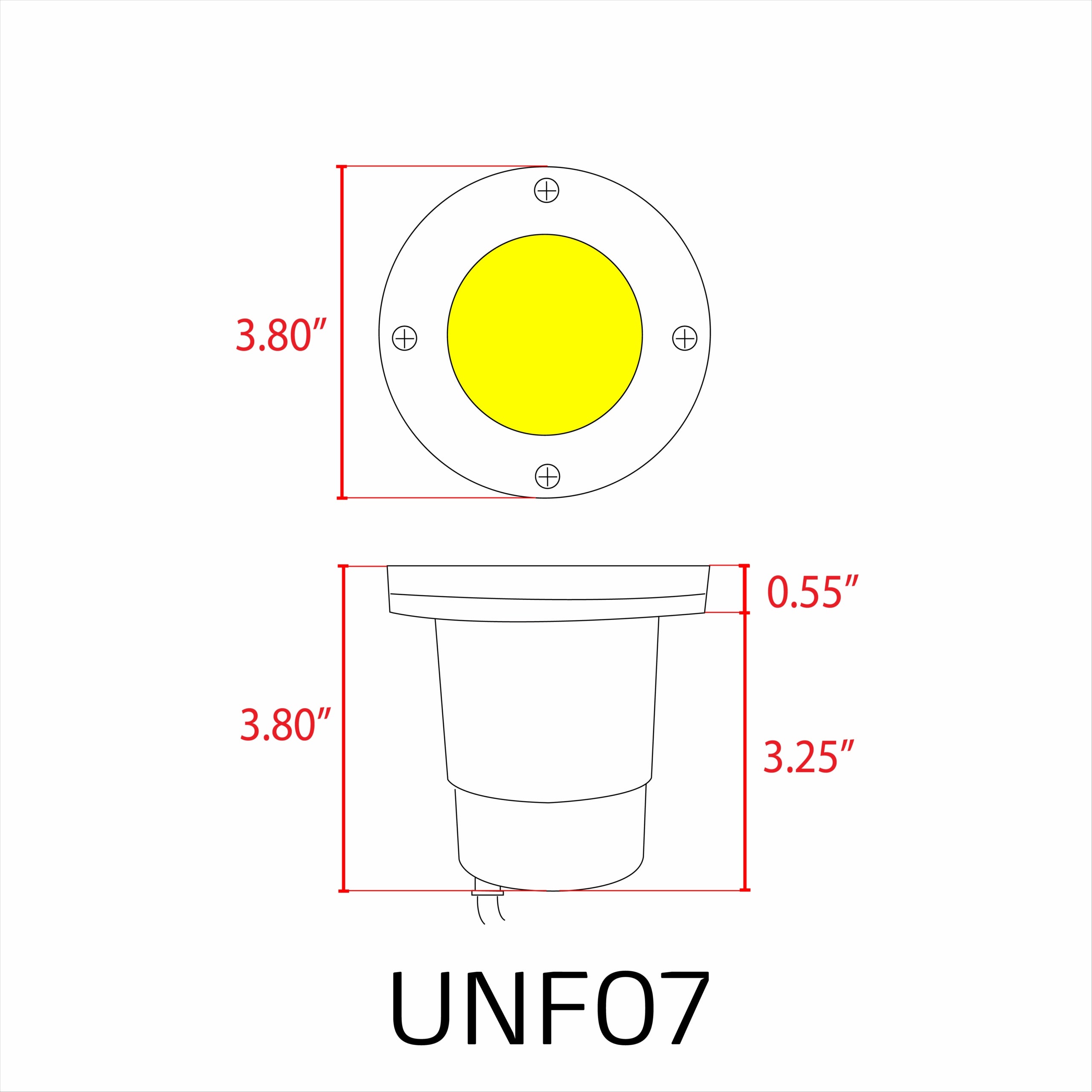 UNF07 Fiber Glass 12V Low Voltage Round LED In-ground Well Light IP65 Waterproof