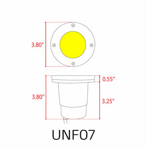 UNF07 Fiber Glass 12V Low Voltage Round LED In-ground Well Light IP65 Waterproof