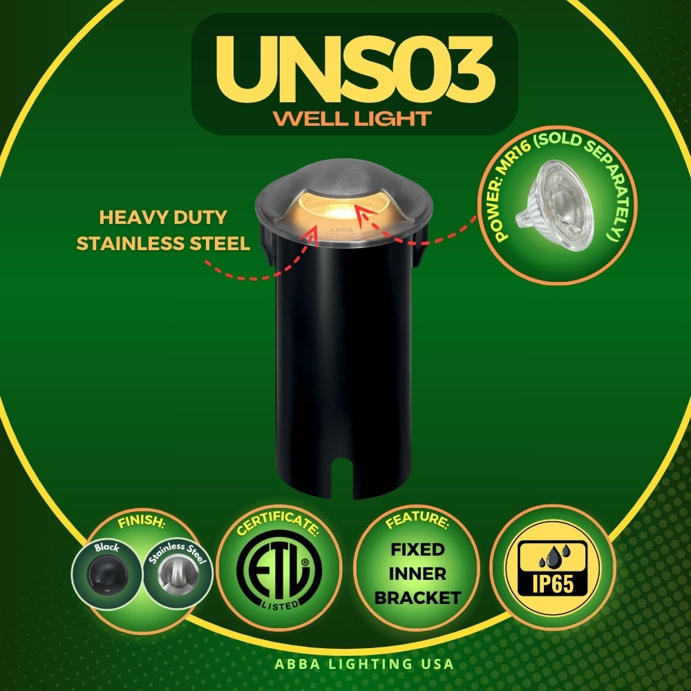 UNS03 Stainless Steel Mono Directional One Slit In-Ground 12V Low Voltage LED In Ground Landscape Lighting