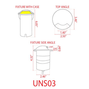 UNS03 Stainless Steel Mono Directional One Slit In-Ground 12V Low Voltage LED In Ground Landscape Lighting