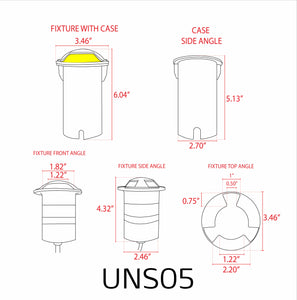 UNS05 Stainless Steel Tri Directional Three Slit In-Ground 12V Low Voltage LED In Ground Landscape Lighting