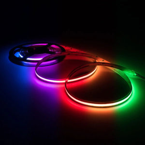 Dotless Linear LED RGB Color Changing COB Strip Lights Low Voltage DC24V Tape Light
