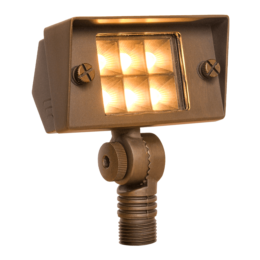 FPB02 Brass Rectangular Built-In Adjustable 2W-7W LED Flood Light - Kings Outdoor Lighting