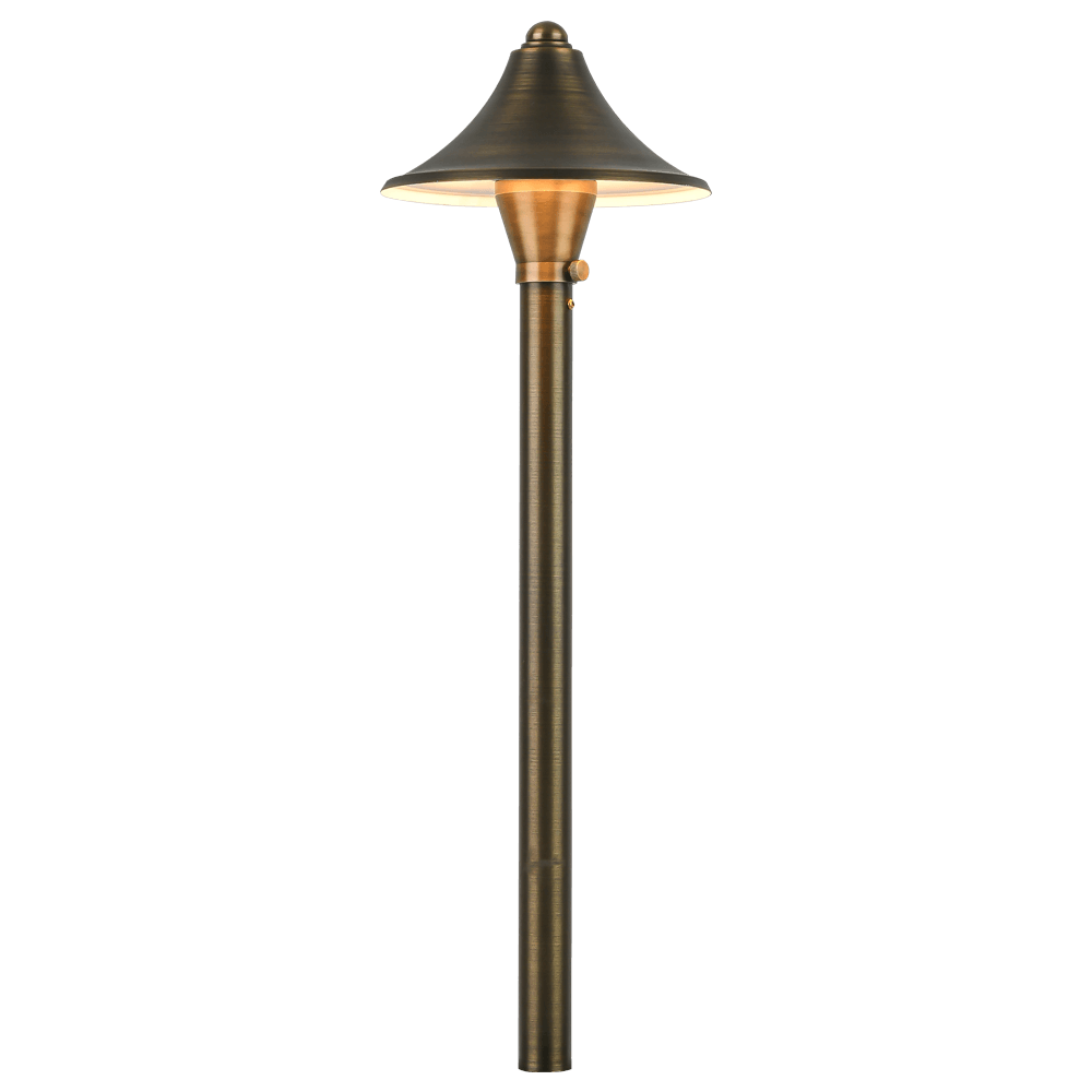 PLB09 Brass LED Cone Low Voltage Pathway Outdoor Landscape Lighting Fixture.
