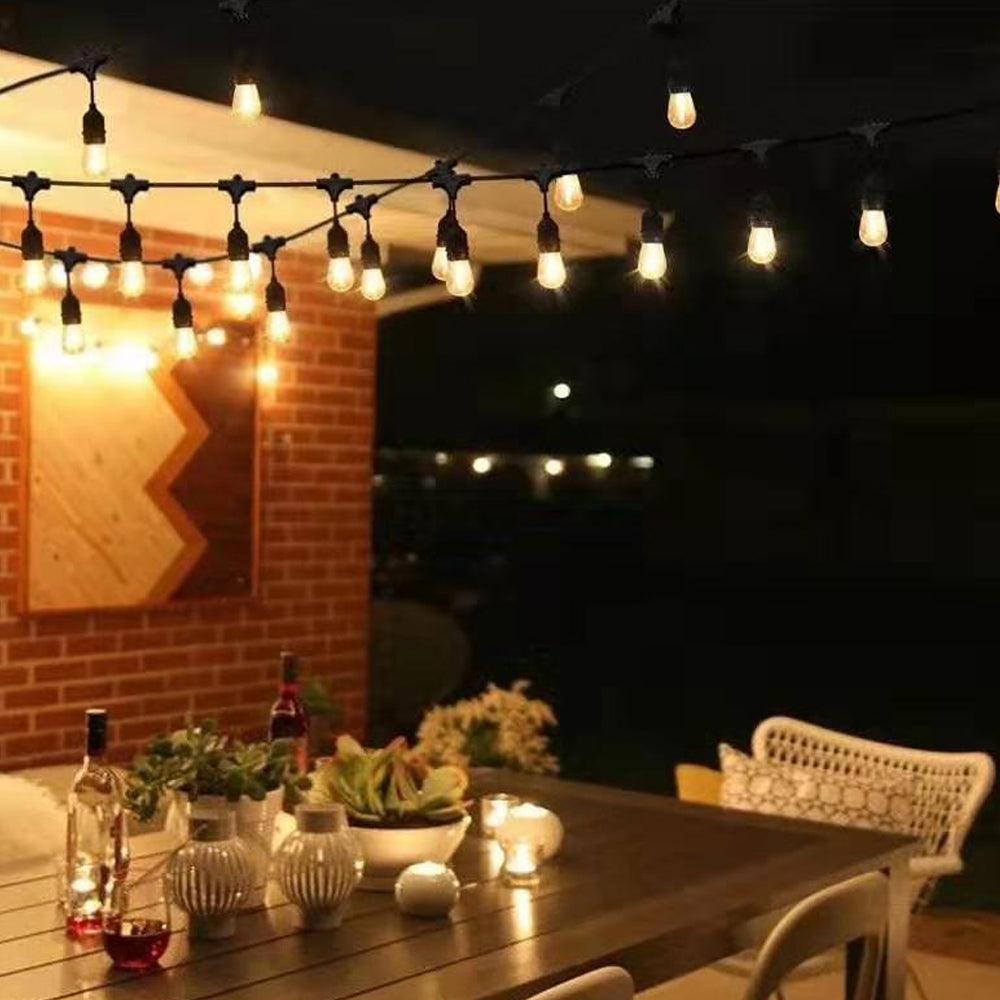 SL101 LED Low Voltage Bistro String Lights 48 FT Outdoor Weatherproof 12V Edison Bulbs.